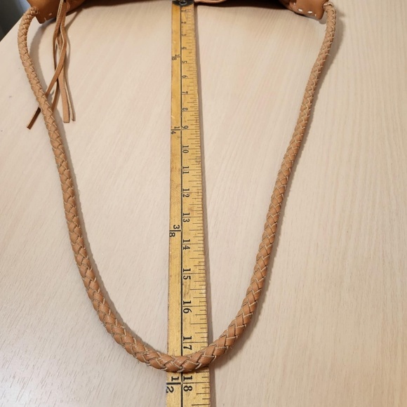 FATTO A MANO By Carlos Falchi Leather Crecent Moon Whip Stitch Hobo Sling Bag - Picture 7 of 12